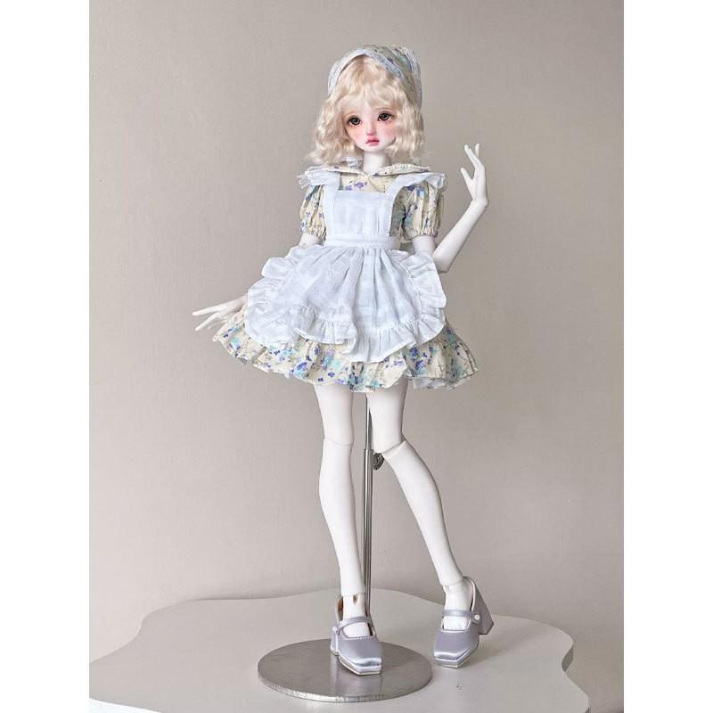 BJD Doll Clothing Set 1/4 Scale Dolls - Cute Floral Outfit In Blue Or Pink Fabric Material No Included