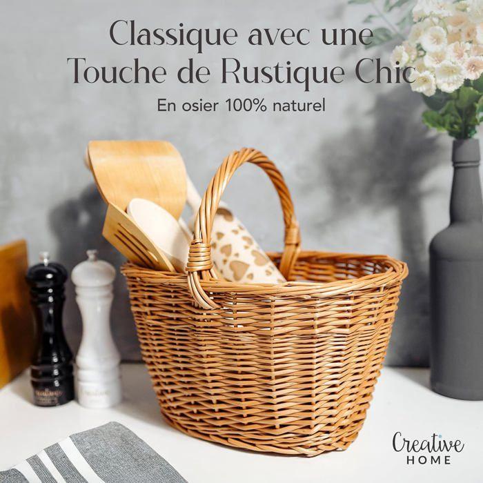Panier en osier - CREATIVE HOME - 32 x 24 x 29 cm - Marron - Artisanal - Adulte