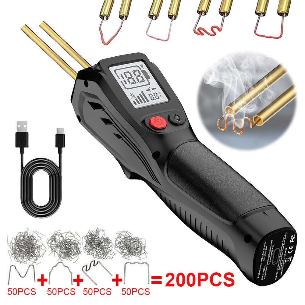 

Plastic Welding Kit with 200 Hot Staples Cordless Welder Gun Rechargeable Plastic Welder Handheld LCD Car Bumper Repair Tools