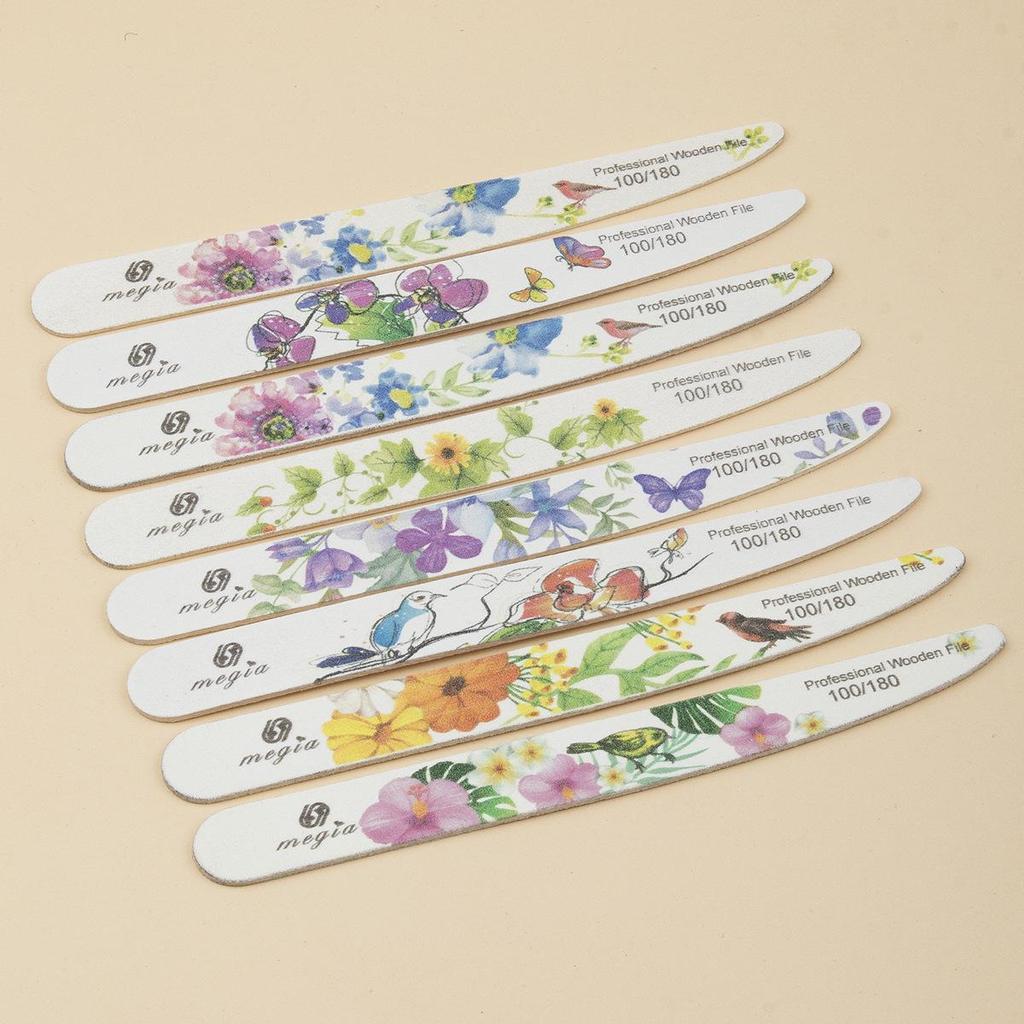 Knife-Shaped Wooden Nail File, 100/180 Double-Sided for Shaping & Buffing, Non-Shedding Grit