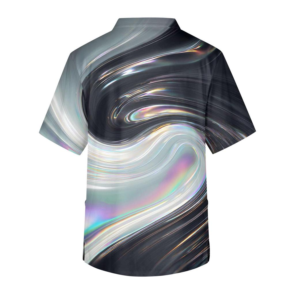 Bedrucktes kurzärmliges Herren-Arbeitsbluse mit V-Ausschnitt und Brusttasche für Pfleger