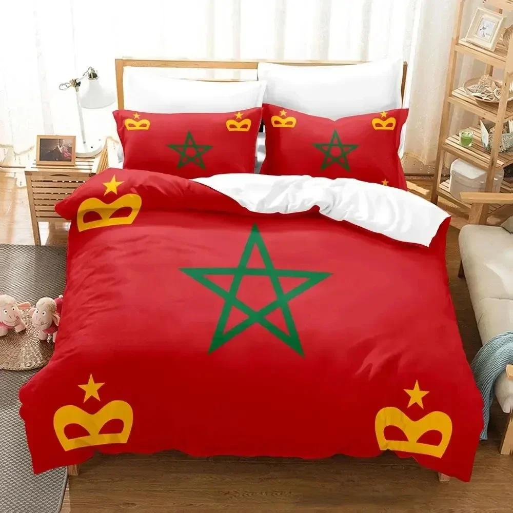 Luxury New 3D Print Morocco Flag Comfortable Duvet Quilt Cover Pillowcase Bedding Set Children Bedroom Decoration Home Textile