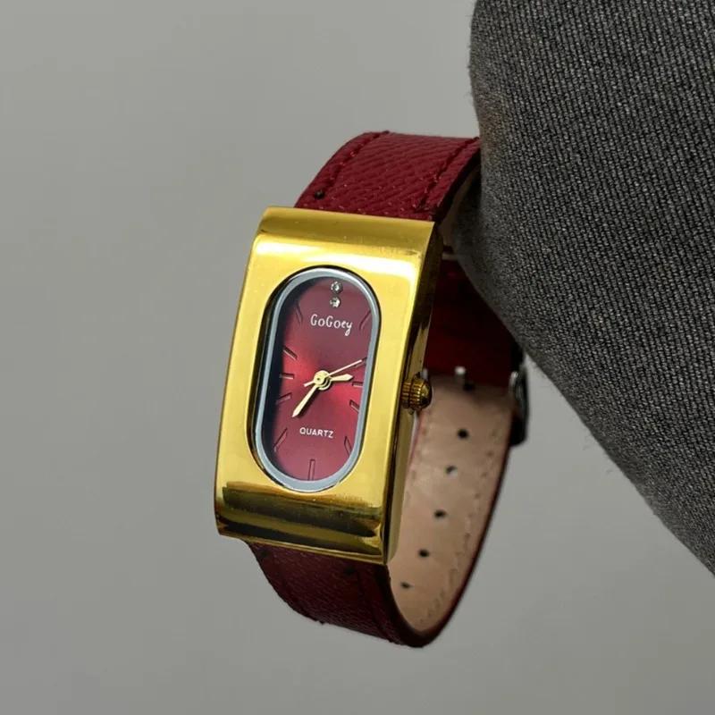 Luxus Damenmarke Damenuhr Mode Rechteckiges Zifferblatt Quarzuhren Einfaches Lederarmband Armbanduhren Geschenk Dropshipping