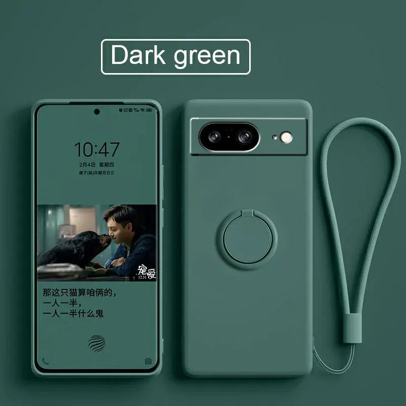 Case for Google Pixel 8 9 Finger Ring Stand Holder Slicone Cover for Pixel 9 Pro XL Solid Color Lens Protection Soft Phone Case