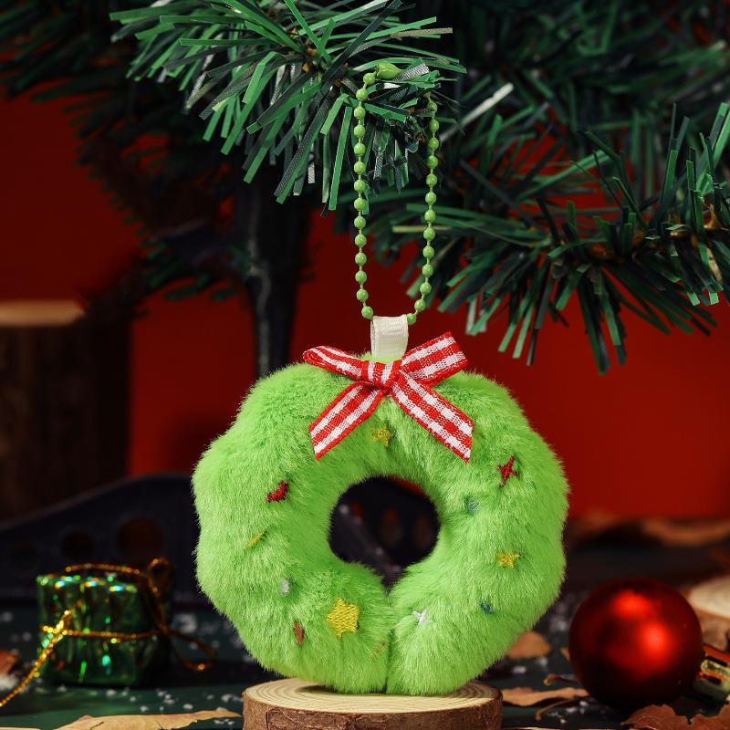 

Cute Cartoon Christmas Plush Pendant Keychain Kawii Stuffed Doll Car Key Ring Backpack Handbag Pendant Decoration Accessories as the picture