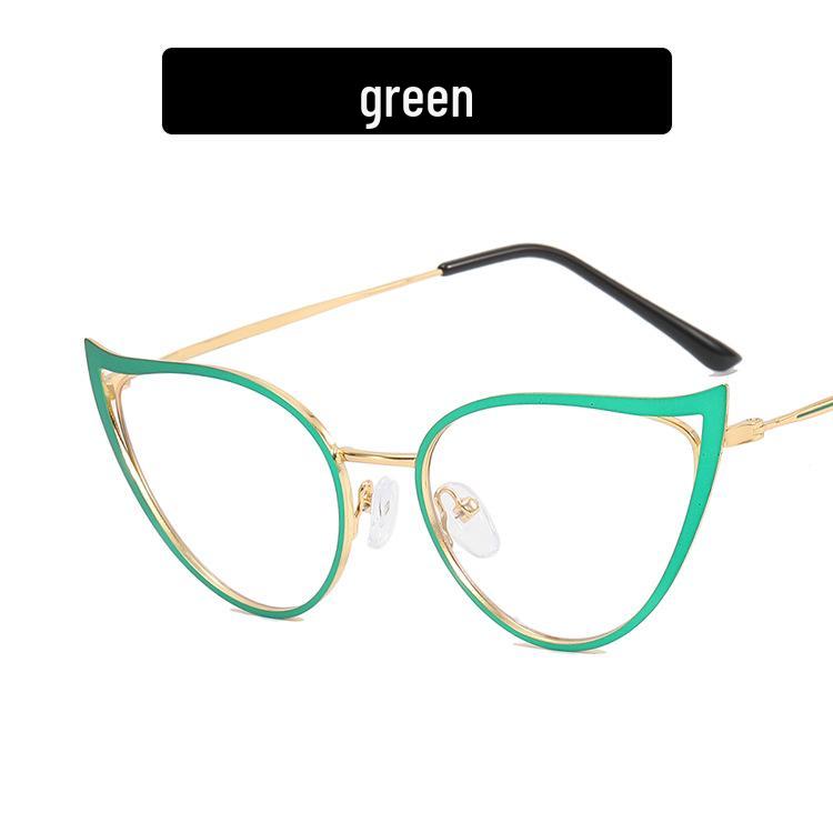 

Оправа для очков «кошачий глаз» с запеченным покрытием, блокирующая синий свет - Модный тренд 2022 года для женщин, Металлические очки в европейском и американском стиле как