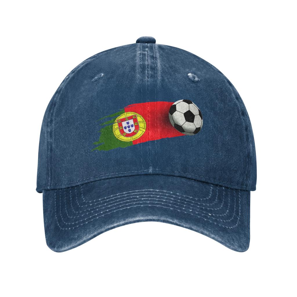 Portugal Flag Soccer Ball Baseball Cap Fashion Distressed Washed Snapback Cap Unisex Women Workouts Adjustable Fit Caps Hat