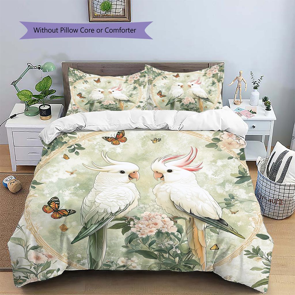 Beautiful Cockatoo Pattern Bedding Home Decoration Birthday Gift (1 * duvet cover + 2 * pillowcase, without core)