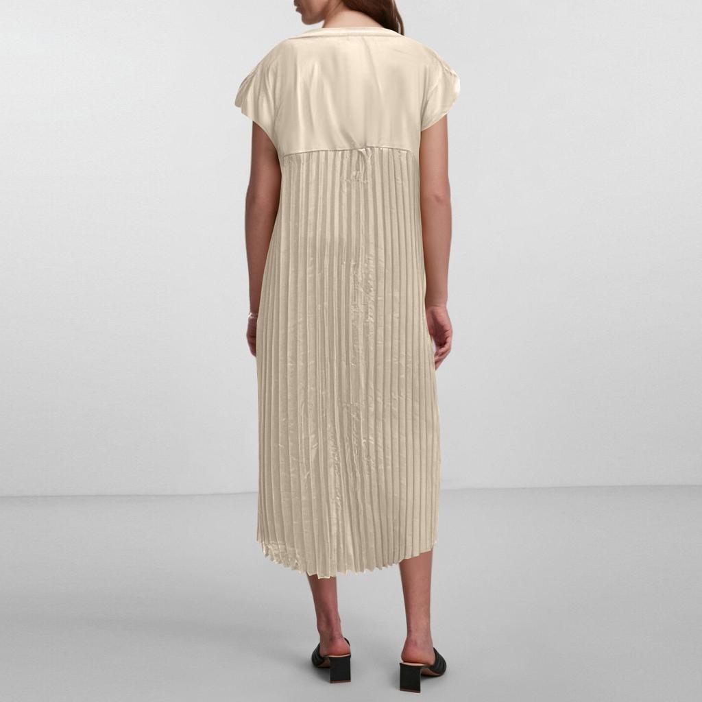 Dress Women's Fashionable Round Neck Sleeveless Pleated Long Dress