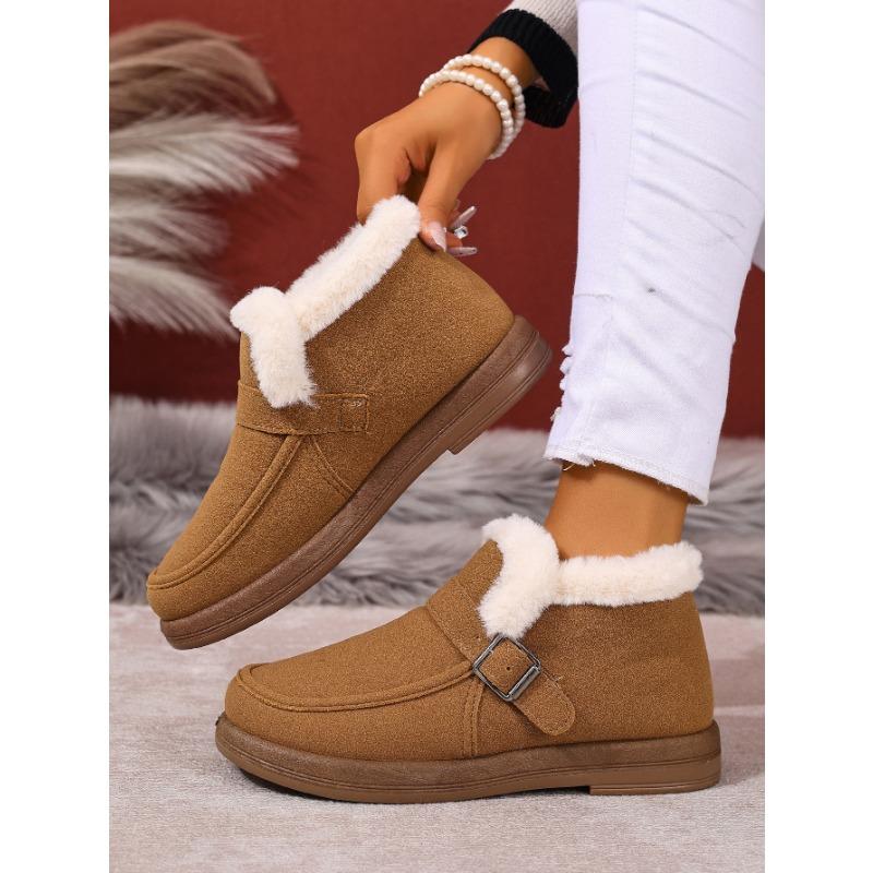 Women's snow boots, warm and cold-proof in winter, flat-bottomed lazy shoes, one pedal, casual women's cotton shoes, versatile women's shoes