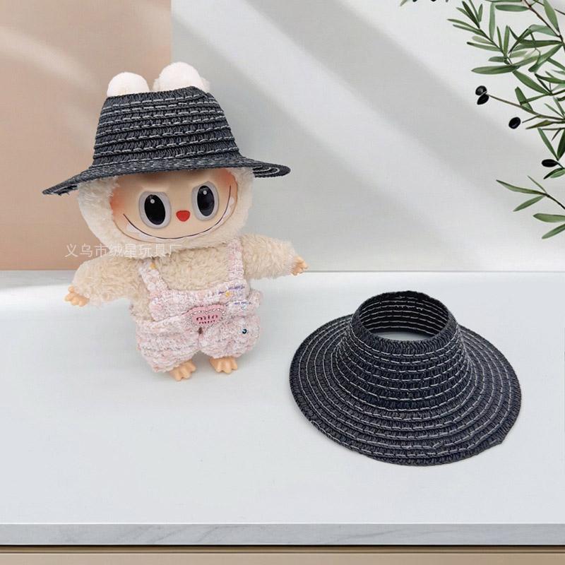 Labubu Hollow Top Open Straw Hat Knitted Hat Party Dress Accessories Rustic Style Labubu Baby Clothes Decoration with