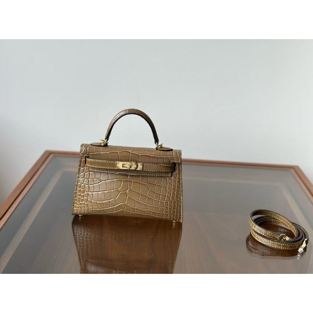 Kelli druhá generace 19cm vzor krokodýlí první vrstva hovězí kůže taška přes rameno messenger dámská taška high-end taška