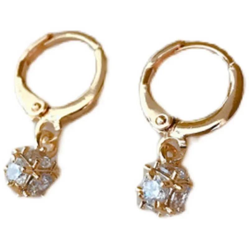 925 Silver Needle Crystal Zircon Golden Round Earrings Geometric Flower Rhinestones Hoop Classic Earrings Jewelry Party Gifts