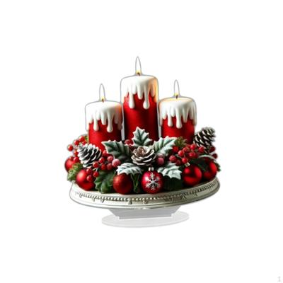 2D Flat Acrylic Sign with Base Christmas Decoration Collection Decorative Plaque Desktop Ornament
