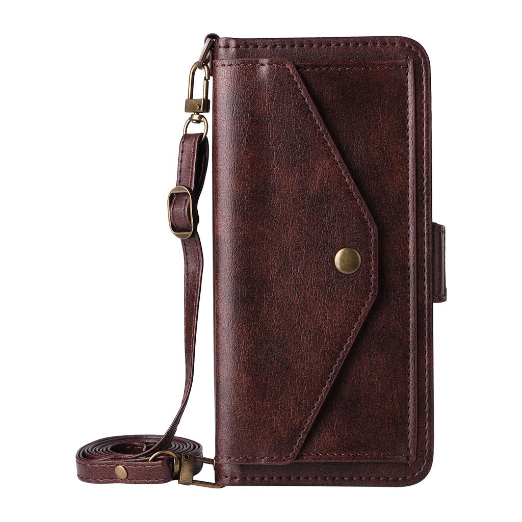 For Honor 400 Lite 5G Leather Case Magnetic Closure Wallet Stand Phone Cover with Crossbody Strap