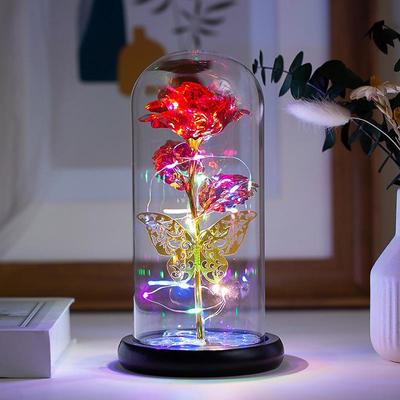 Rose Flower Gifts for Women, Glass Rose Gifts for Her, Galaxy Butterfly Flower Rose Gifts for Her,Wife,Mom,Birthday,Valentines,Anniversary