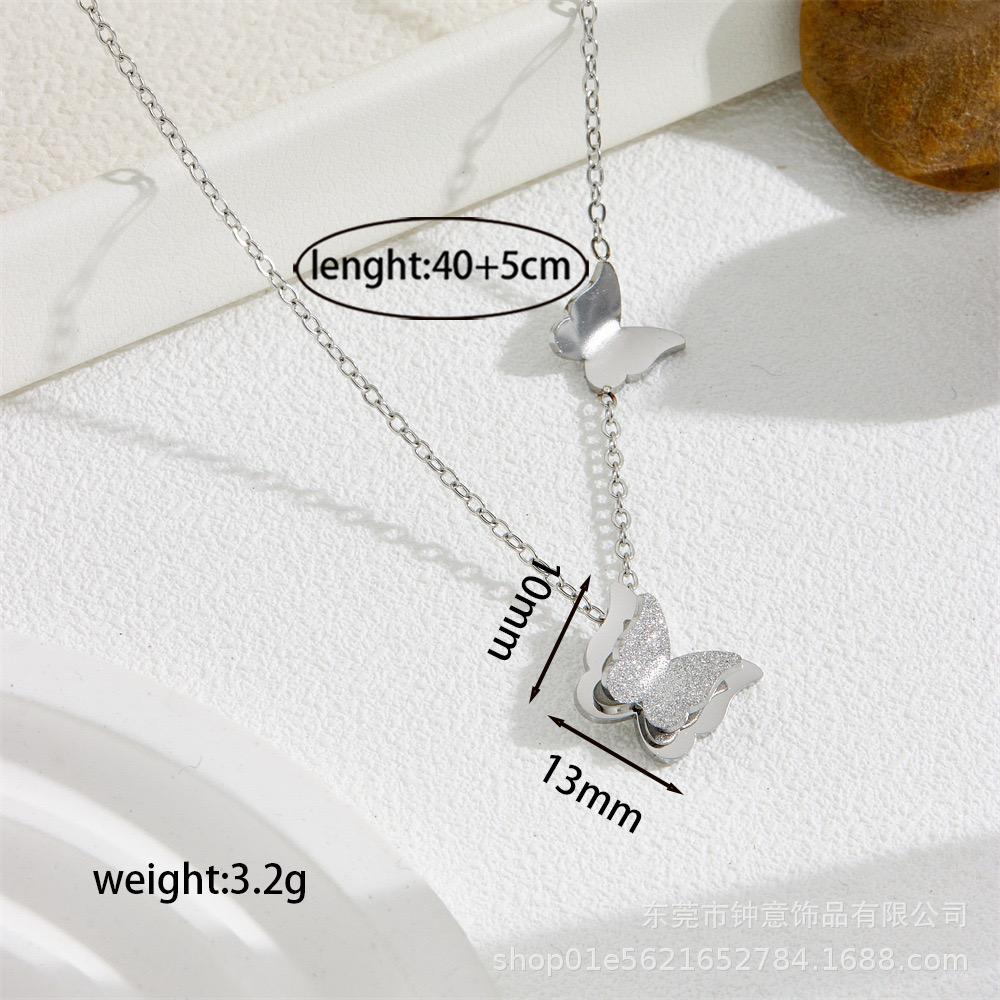 French Translucent Green Water Droplet Blue Ocean Necklace Collarbone Chain Snake Bone Fashionable Personality Titanium Steel Gold-plated Necklace