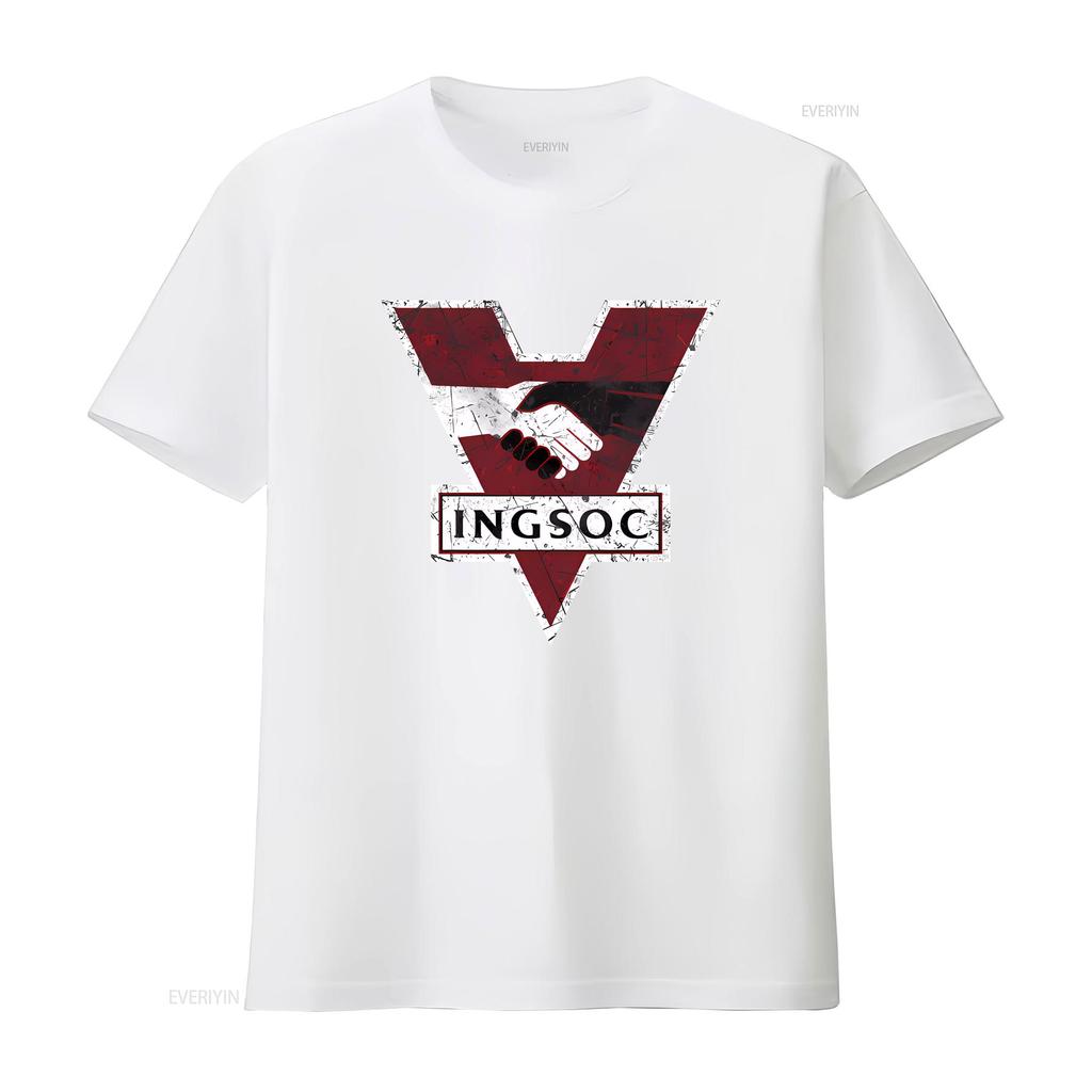 1984 George Orwell INGSOC T shirt vintage Washed designer clothes Soft streetwear Top For Everyday Wear graphic Versatile homme