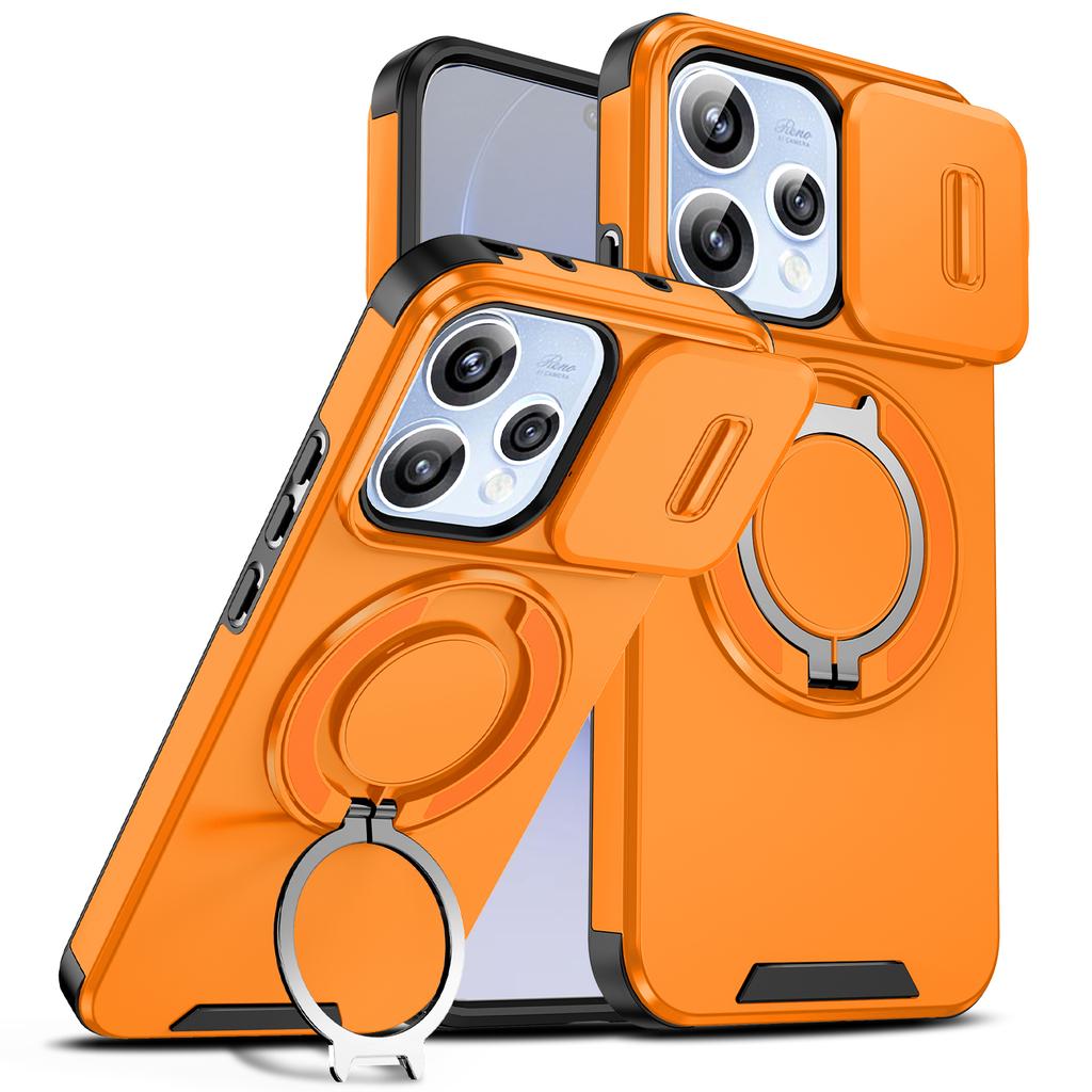 For Oppo Reno15 Case OPPO Reno 15 Cover Oppo Reno 15c Magnetic Ring Armor Slide Camera Lens Case Magsafe Wireless Charge Cover