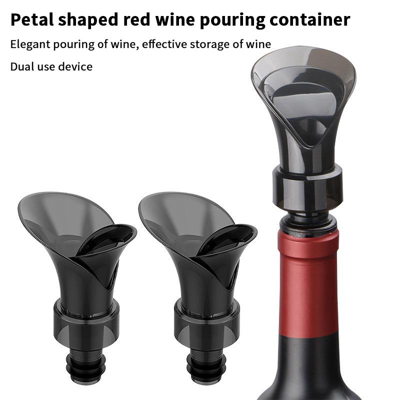 

Wine Dispenser Petal Shaped Red Wine Vacuum Fresh-Keeping Stopper 2-In-1 Wine Storage Fast Dispenser Household Wine Dispenser 9CM чёрный