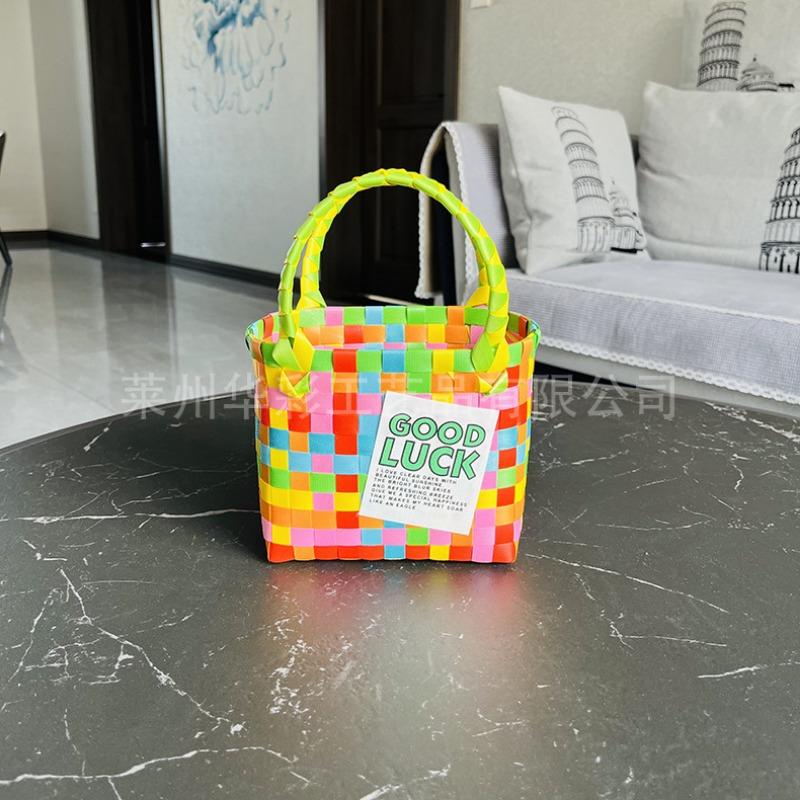 Basket Children's Basket Photo Beach Bag Color Woven Basket Women's Handbag Small Bag
