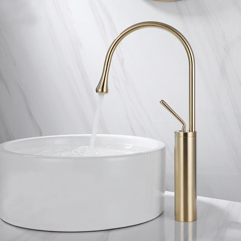 

Brushed Gold Tall Copper Water Drop Faucet