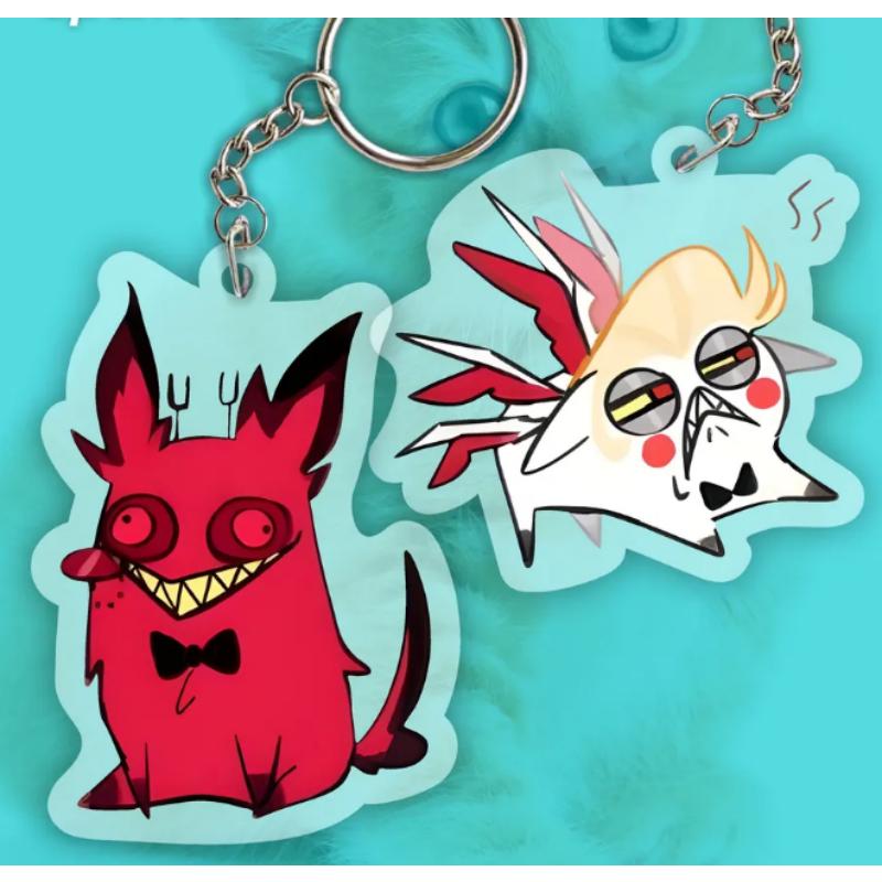 Acrylic Key Buckle for Alastor Lucifer Charlie Vaggie Husk Angel Dust Vox Anime Cartoons Acrylic Key Chain Pendant Birthday Gift