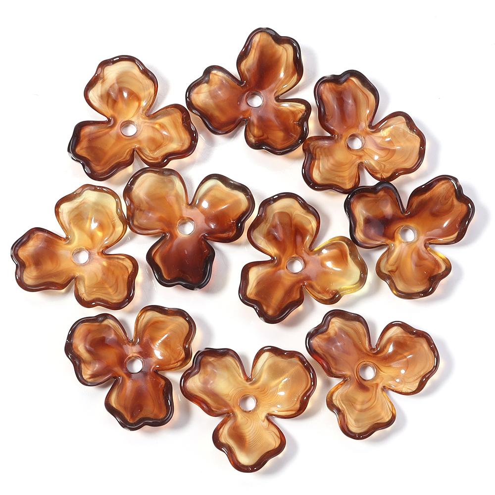 10pcs/lot Colorful Flower Acrylic Spacer Beads Three Petal Flower Loose Bead Caps For DIY Charms Earrings Necklace Accessories