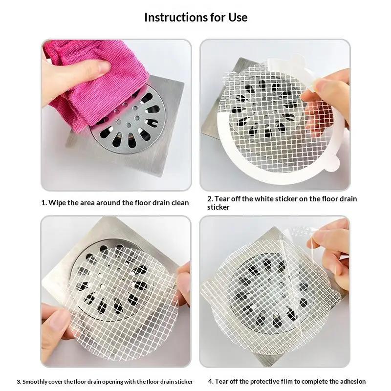 Disposable Floor Drain Stickers Multi-Shape Hair Catcher Filters 10Pcs
