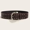 Punkinspired Faux Leather Belt With Rivets And Silver Buckle For Outfits Casual