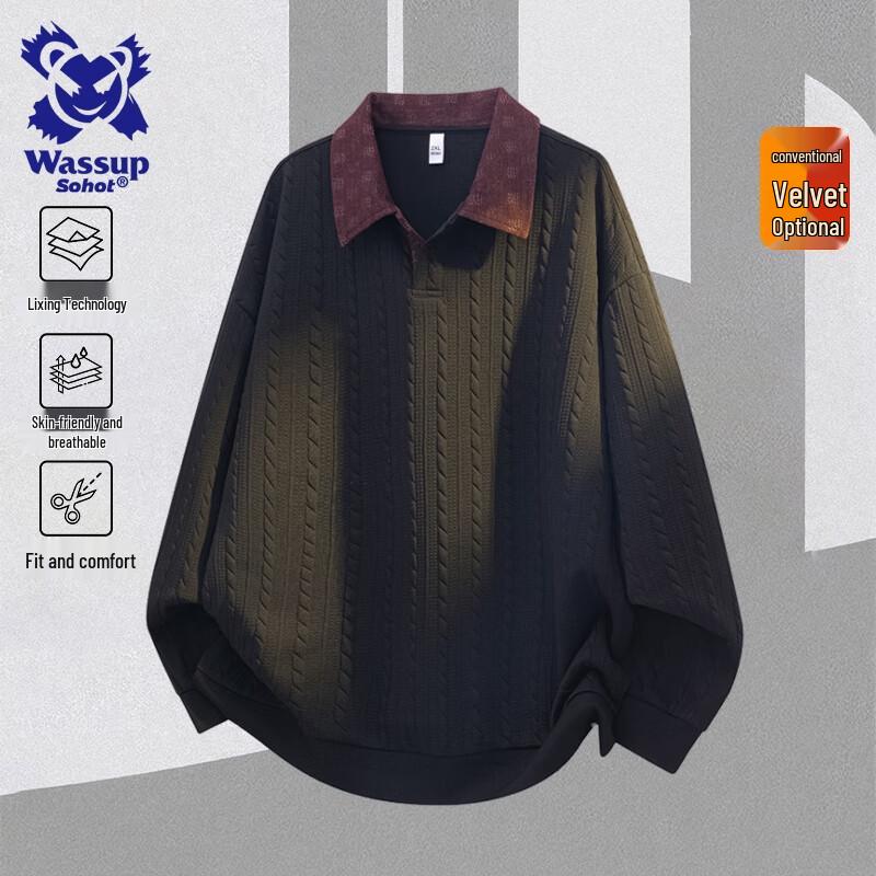 

Men s Jacquard Long-Sleeve Polo Sweatshirt 2XL
