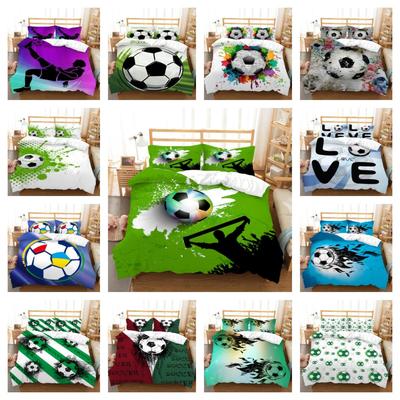 3D Football Printing Bedding Quilt Cover Bed Suit 100% Polyester Bedroom Decor Microfiber Pillowcase Breathable Washable Warm