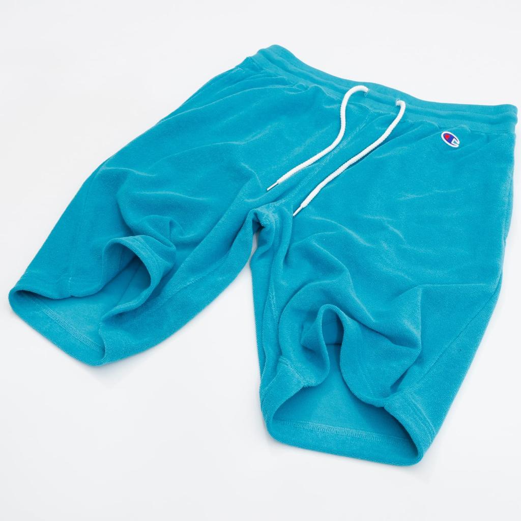 Champion Cotton USA Shorts with Teal Size M Men's One-Point Logo, Basic, Blue, (C3-X516)