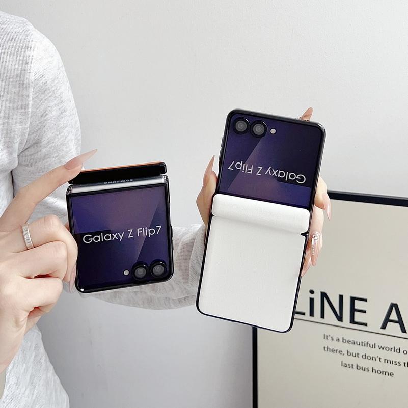Slim Pastel Color Leather Case for Samsung Z Flip 7 Flip 7 Fe Galaxy Z Flip 6 5 Foldable with Hinge Shockproof Protective Cover