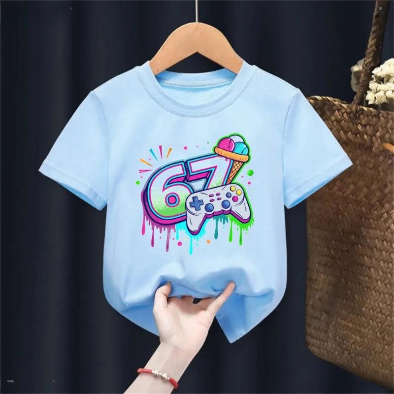 Kids Cotton T-Shirts Cartoon Anime Cat Print Tops for Girls Boys Aphmau Outfits Womens T-Shirts Fashionable Children's Clothing
