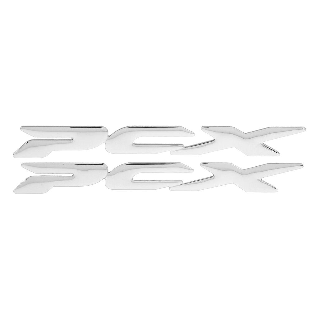 Pair Motorcycle Sticker 3D Flexible Plastics Side of Logo Decal Part for Honda Pcx 150 125 2017‑2019Silver