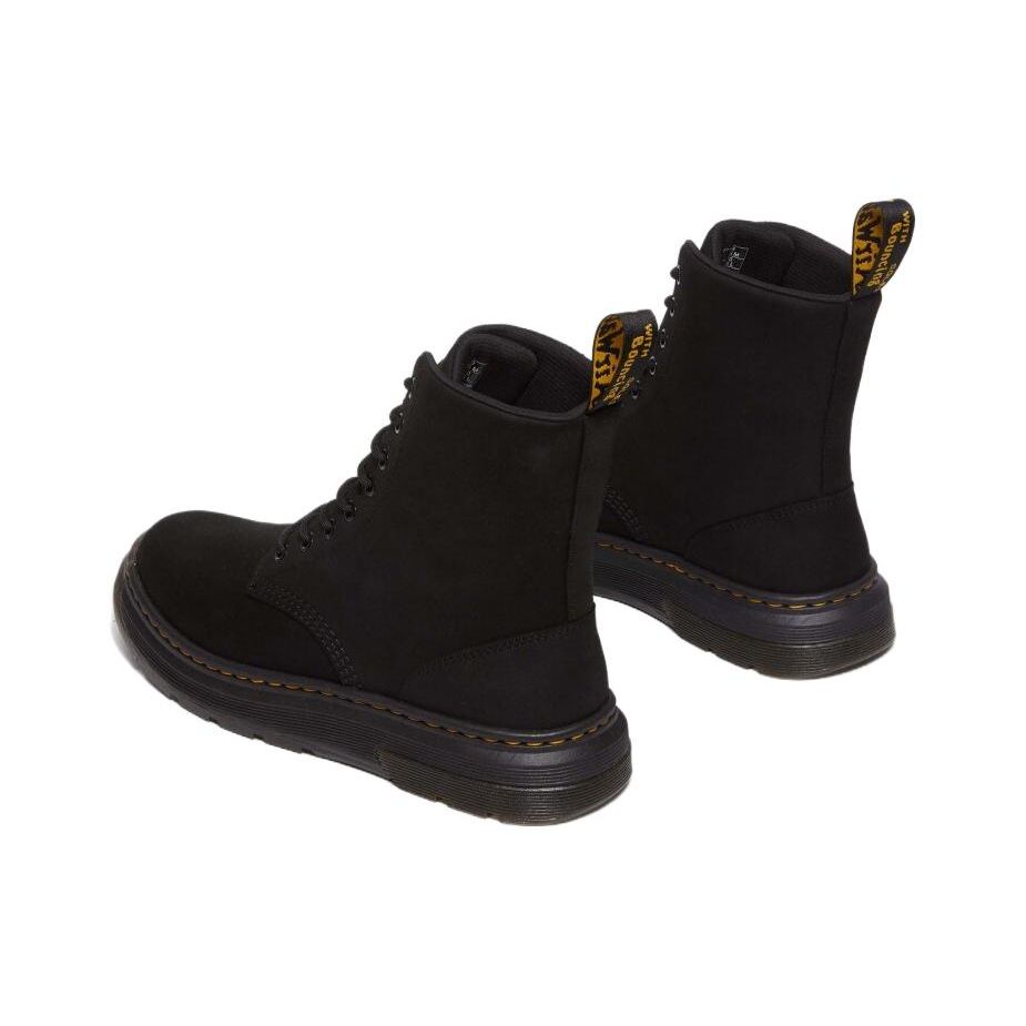 Dr. Martens Leather Round Toe Lace-Up Short Mid-Calf Boots Unisex Boots Black 31225001