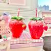 Summer Cute Strawberry Straw Water Bottle Cartoon Food Grade PP Milk Coffee Straw Cup for Home Drinkware