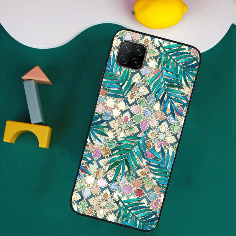Muted Moroccan Mosaic Tiles For Huawei Nova 11i 12s 12i 8i 7i Y73 Y70 Y90 Y60 Y72 Y61 Y91 9 10 SE P30 Pro P40 Lite Case