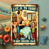 Vintage "Life's Too Short" Hair Stylist Metal Sign for Barber Decor & Valentine's Gift