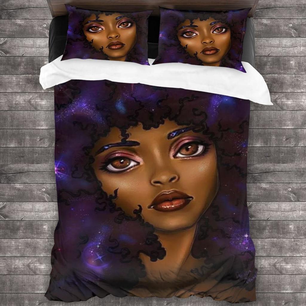 African Girl, Digital Printing, Animation Home Textile Four-Piece Quilt Cover, Bedding Three-Piece Set