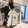 Blocked Color Simple Letter Print Student Backpack For School And Daily Use