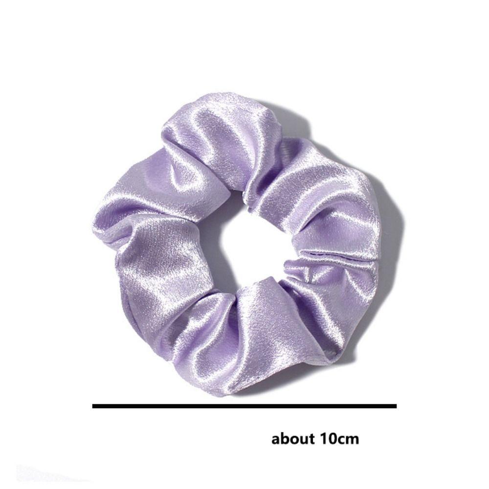 Korean Puff Hair Loop Crystal Satin Hair Scrunchie Fashion Ruffle Headband  for Meatball Head