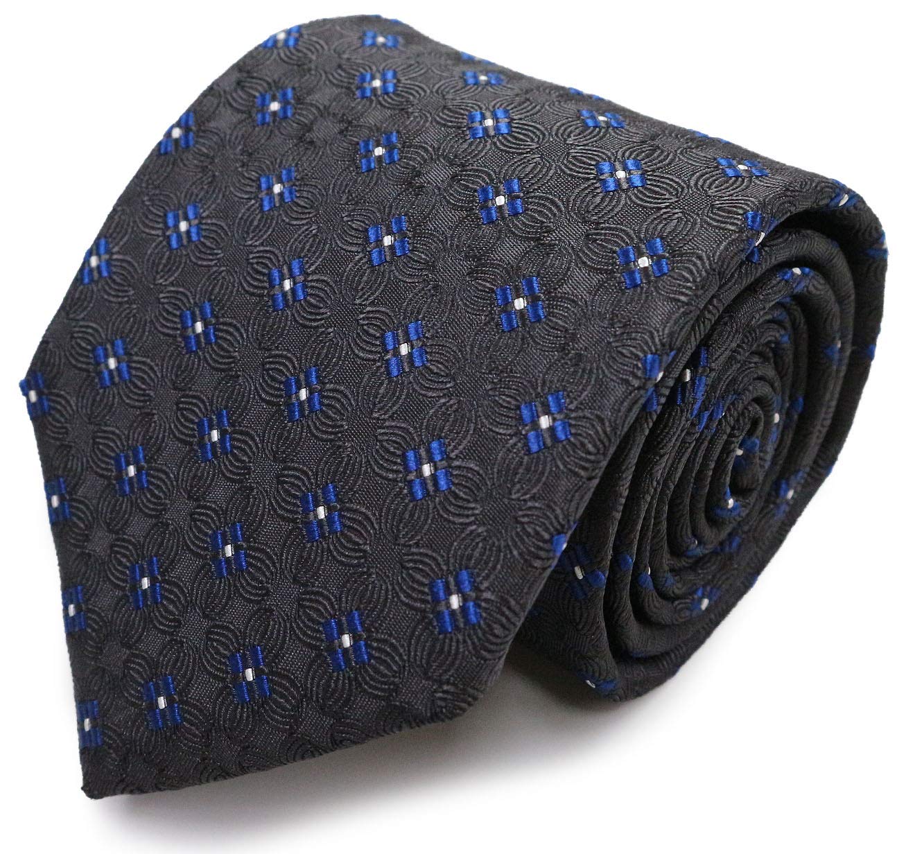 

[Michiko London] Брендовый галстук, Сделано в Японии, 100% шелк, Жаккардовое плетение с цветочным узором, Мелкий узор (Узор C: Серый х Синий)