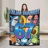 Six Seven  Brainrot Meme Blanket  Funny Italian Camping Throw Blanket in Flannel for Sofa Bed Bedroom