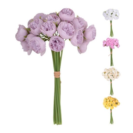 Artificial Flower Bouquet 27 Head Realistic Fake Silk Flower Home Office Wedding Party Table Centerpiece DIY Vase Faux Bloom Decoration