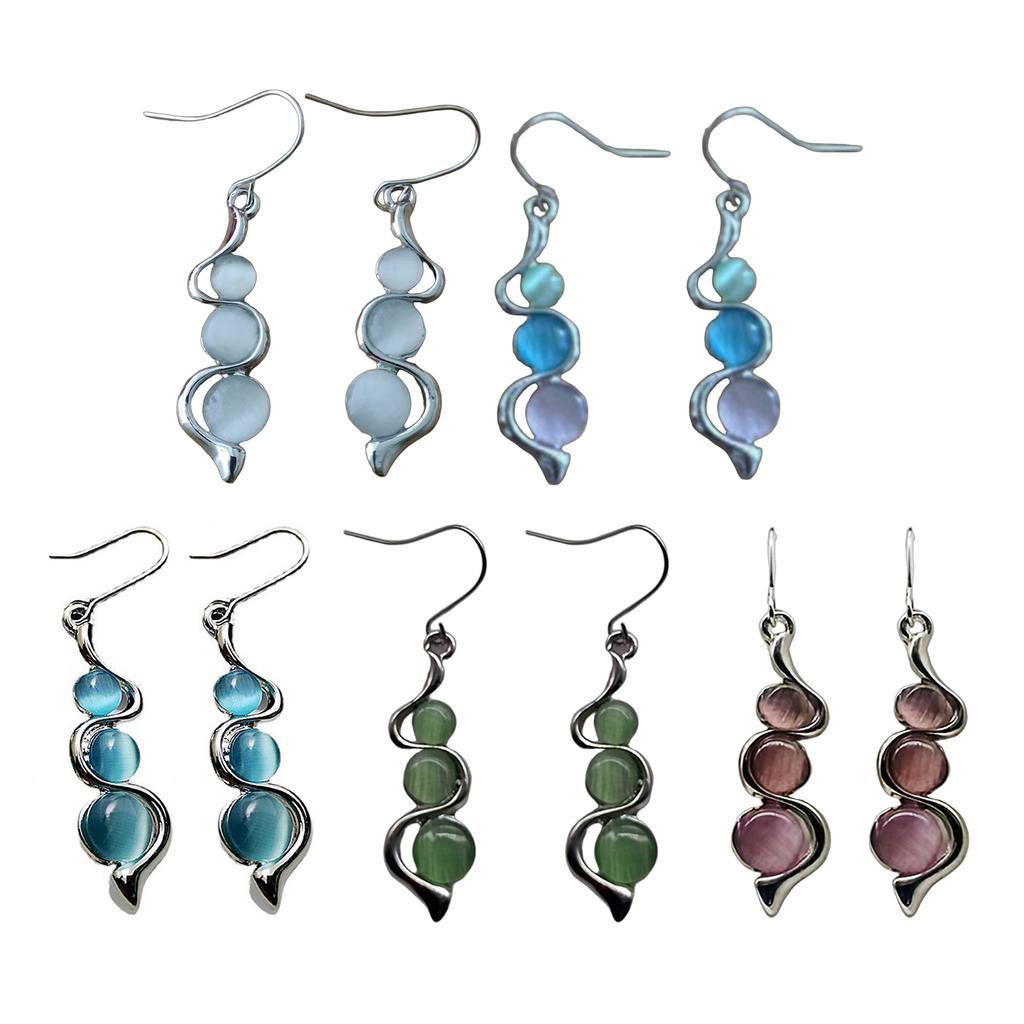 Stilvolle Hängeohrringe mit Katzenaugen-Edelsteinen Bunte Opal-Hängeohrringe Valentinstags-Schmuck Ohrschmuck