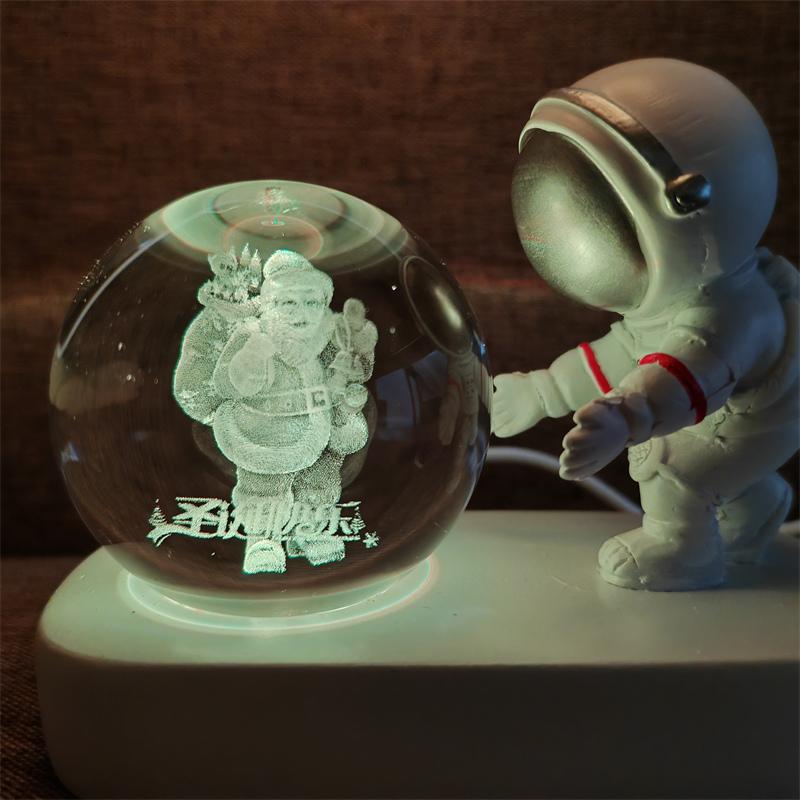 Astronaut Creativ 3D Minge de Cristal Led Lumină de noapte pentru Dormitor Copii Planetă Spațiu Lampă Sistem Solar USB Cadou de Crăciun pentru copii