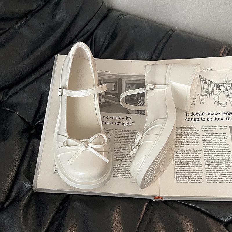Fashion thick-soled heightening sweet bow shallow mouth versatile loafers summer 2025 new Mary Jane single shoes