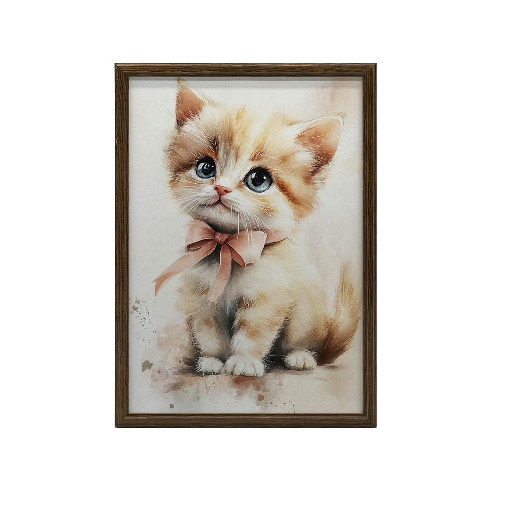 Cute Kitten With Pink Bow Cute Kitten With Pink Bow, 30X40 Cm, Unframed, Premium Canvas On Stretcher